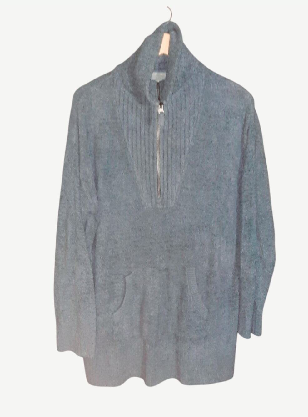 Barefoot Dreams Cozy Chic Lite Womens Heather Gray Tunic Style Half Zip Size XL